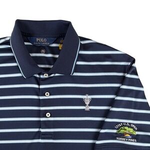 Polo Ralph Lauren US Open Torrey Pines Golf Polo Shirt Mens Large Navy Striped